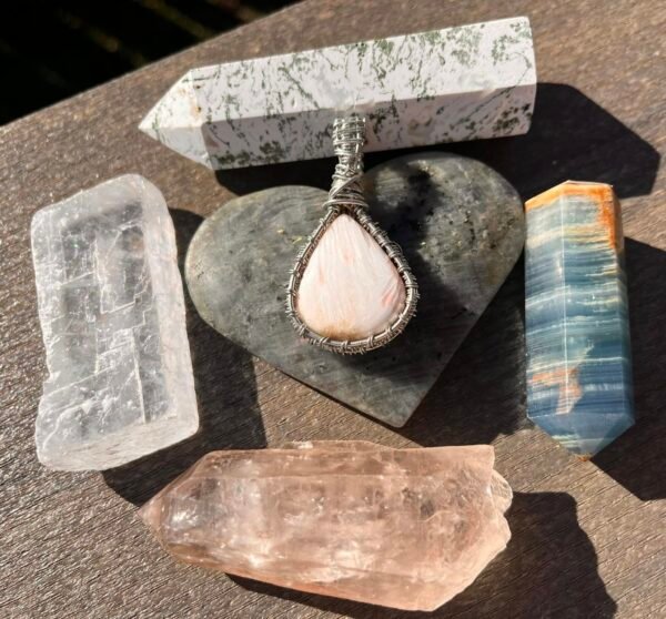 Scolecite Pendant Silver Wire