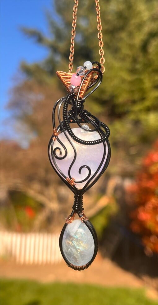 Ethereal Dusk: Moonstone & Purple Aurora Embrace