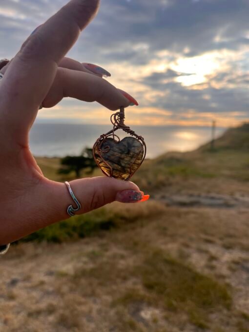 Labradorite Heart Pendant Made in the Sunset - Image 3