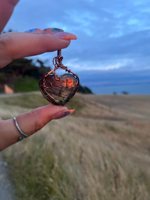 Labradorite Heart Pendant Made in the Sunset - Image 2