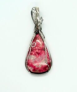 Crimson Bloom Wire-Wrapped Pendant