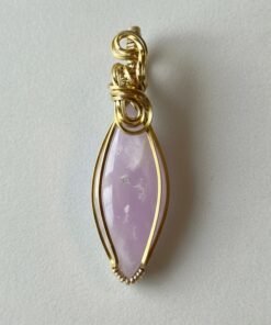 Rhiannon’s Dream Pendant Gold Wire Wrapped Pink Stone: Stevie Nicks Inspired Jewelry
