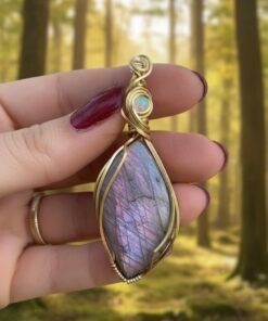 Ethereal Glow" Labradorite & Opal Gold-Wire Pendant