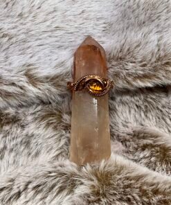 Amber Antiqued Copper Wire Ring Size 6