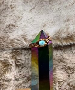 🐬 Dive into Calm: Larimar "Dolphin Stone" Copper Ring Size 11