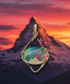 Celestial Peaks: Opal & Mixed Metal Wire-Wrapped Pendant