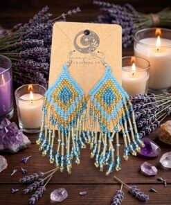 Golden Sky Beaded Fringe Earrings